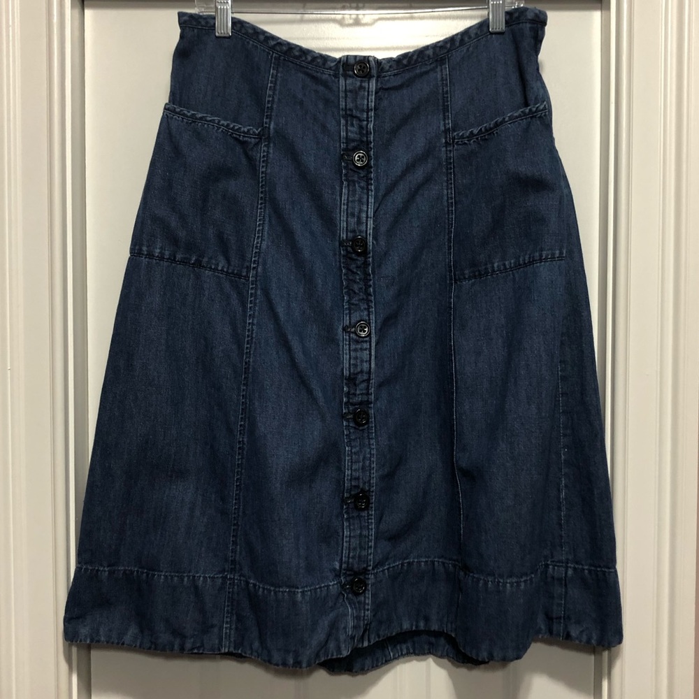 Aline Button Front Denim Skirt